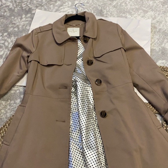 kate spade raincoat beige with polka dot lining